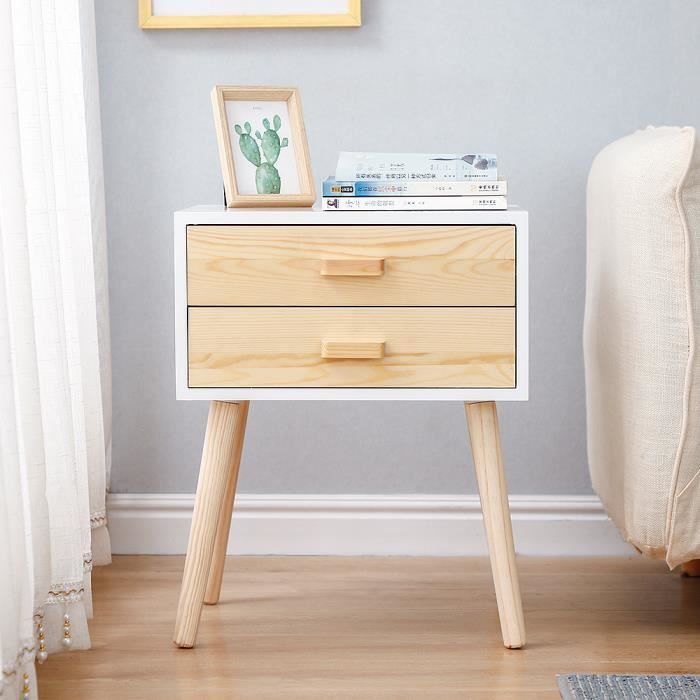 Table De Chevet Scandinave Pieds En Bois Massif Chevet Avec 2