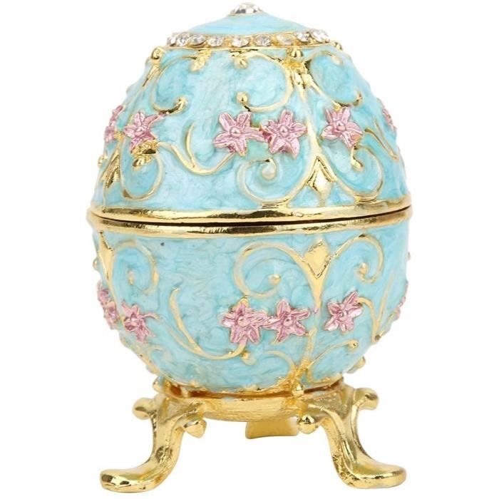 émail plaqué Or Peint Diamants Brillants Faberge Oeuf boîte à Bijoux en métal Peint à la Main Artisanat décor à la Maison Ornements ViaGasaFamido Boîte à Bijoux