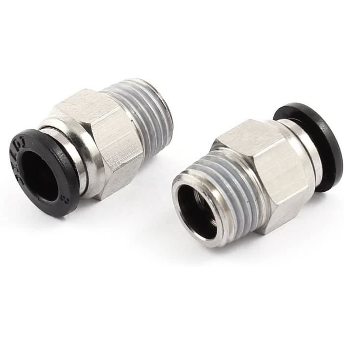 Lot De 2 Raccords Pneumatiques à Visser Pour Cloison - Diamètre Tube 8 Mm - Laiton Et Plastique