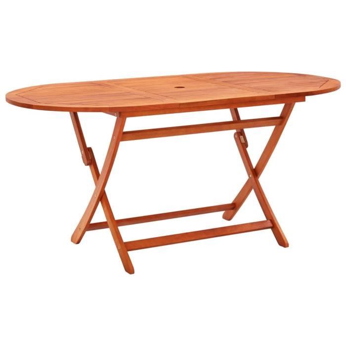 Table pliable de jardin 160x85x75 cm Bois deucalyptus massif