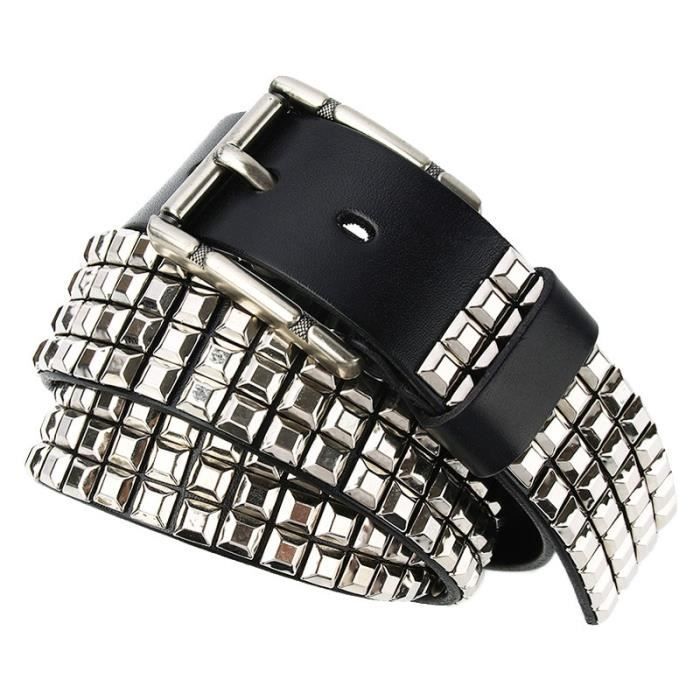 115 cm Ceinture Punk en metal lourd en cuir veritable Hip Hop pour hommes Rivet croise Jeans sangle m Cdiscount Sport