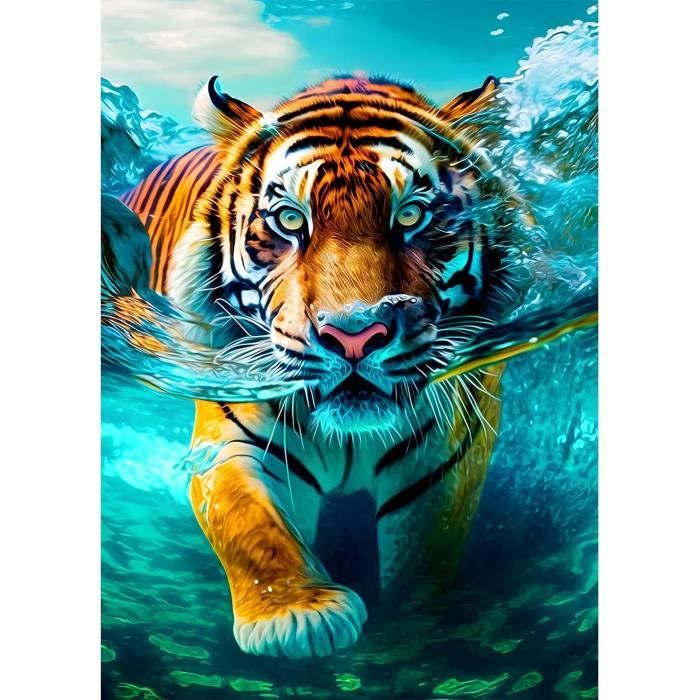 Kit De Peinture Diamant Par Numéro, Tigre Blanc 30x40cm Diamant