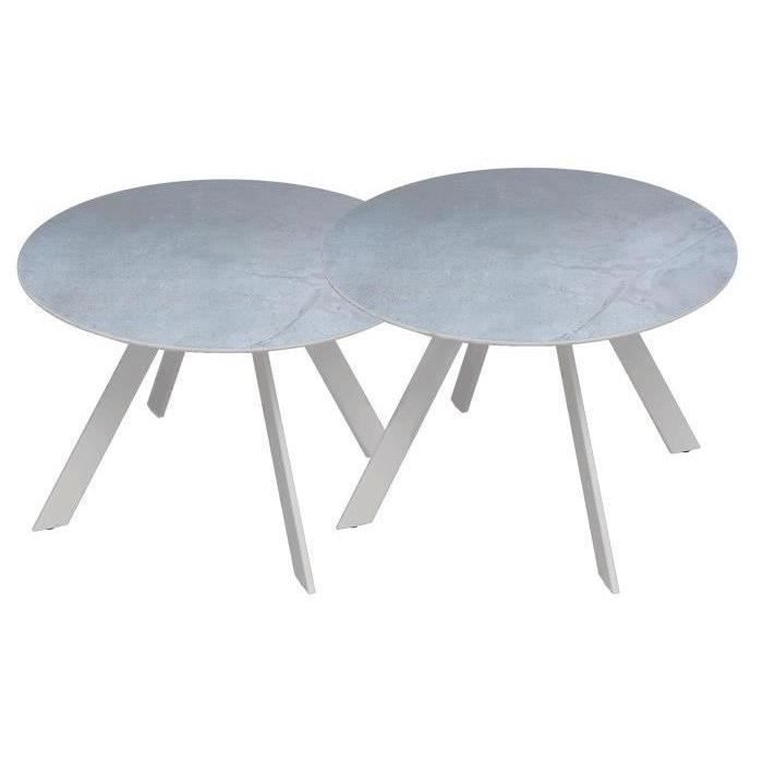 Table Basse De Jardin En Metal Lot De 2 Tables D Appoint Blanc