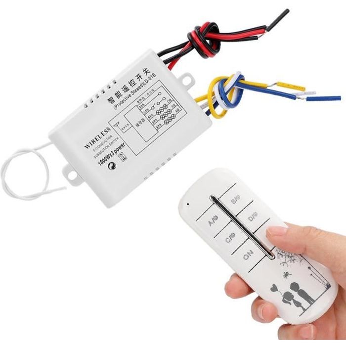 Interrupteur d'éclairage sans fil, Interrupteur Intelligent à télécommande  Auto-alimenté RF433, Contrôleur de récepteur 2A, Pas de Batterie, Pas de  câblage pour lampe jusqu'à 2000W