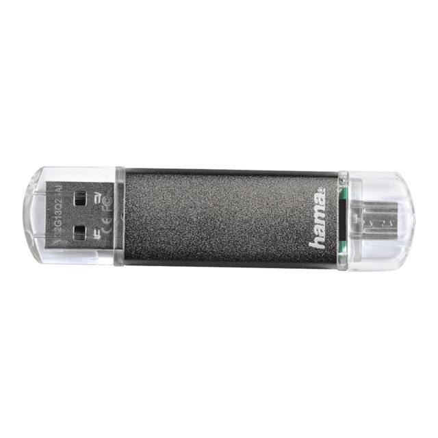 Clé USB HAMA FLASHPEN LAETA TWIN 64 Go - Gris