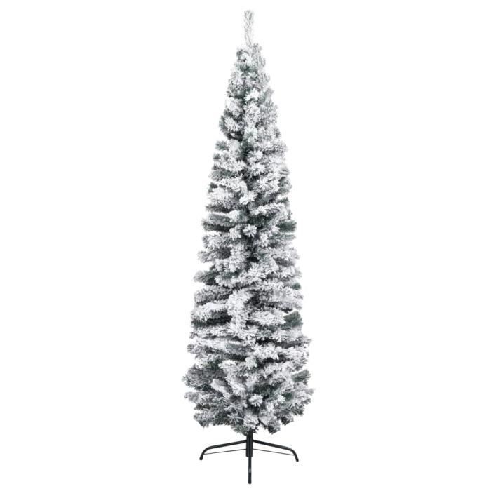 Sapin De Noël Artificiel Mince VidaXL 180 Cm - Avec Flocons De Neige, En PVC, Pour Salon, Maison, Jardin, Déco De Noël - 7