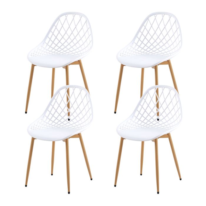 IPOTIUS Extérieur Fauteuil de jardin Lot de 4 Chaises Design Blanc  Plastique Scandinave Chaise de Salle à manger - Cdiscount Maison