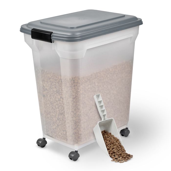 Iris Ohyama Boite à croquette 45L pour 15kg Hermétique Pelle Roulettes incluses pour chien et chat ATS-L Gris Iris Ohyama Boite à croquette 45L pour 15kg Hermétique Pelle Roulettes incluses pour chien et chat ATS-L Gris