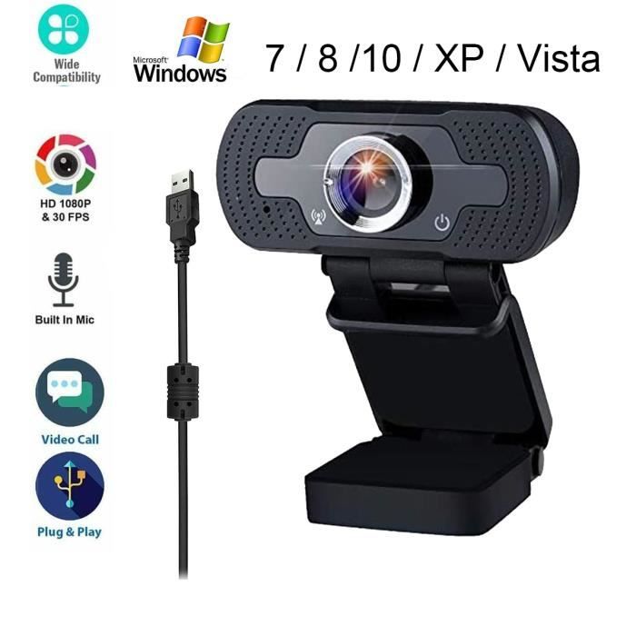 Avec microphone Webcam 1080P chat vidéo et enregistrement Streaming Cam avec couverture et trépied Pour PC/ordinateur portable Caméra USB pour Skype NIYPS Avec lumière annulaire Full HD 