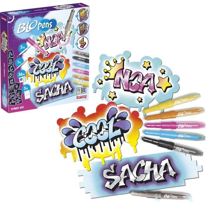 Blopens - Street Art - Dessins et Coloriages - Pochoirs Réutilisables - Dès 7 ans - Lansay