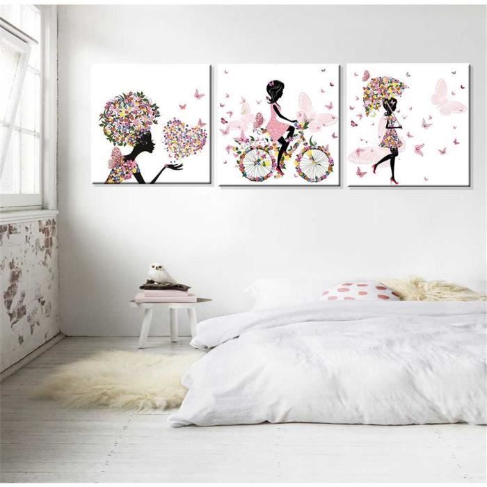 Fee Papillon Fille 3 Pcs Affiche De Peinture Canevas Chambre Salon Decoration Murale De Fond 40 40cm Achat Vente Tableau Toile Cdiscount