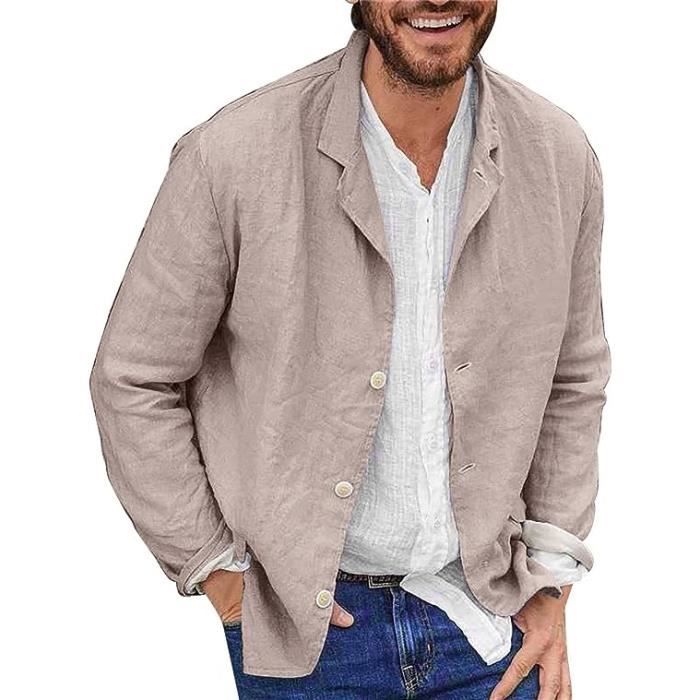 Veste en Lin pour Homme Coupe Droite Grande Taille Blazer