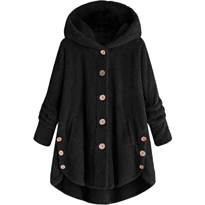 Manteau peluche femme noir sales