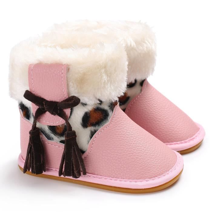 Bebe Fille Garcon Doux Bottillons Bottes De Neige Pour Bebe Tout Petit Nouveau Nes Chaussures De Rechauffement Rose Rose Rose Cdiscount