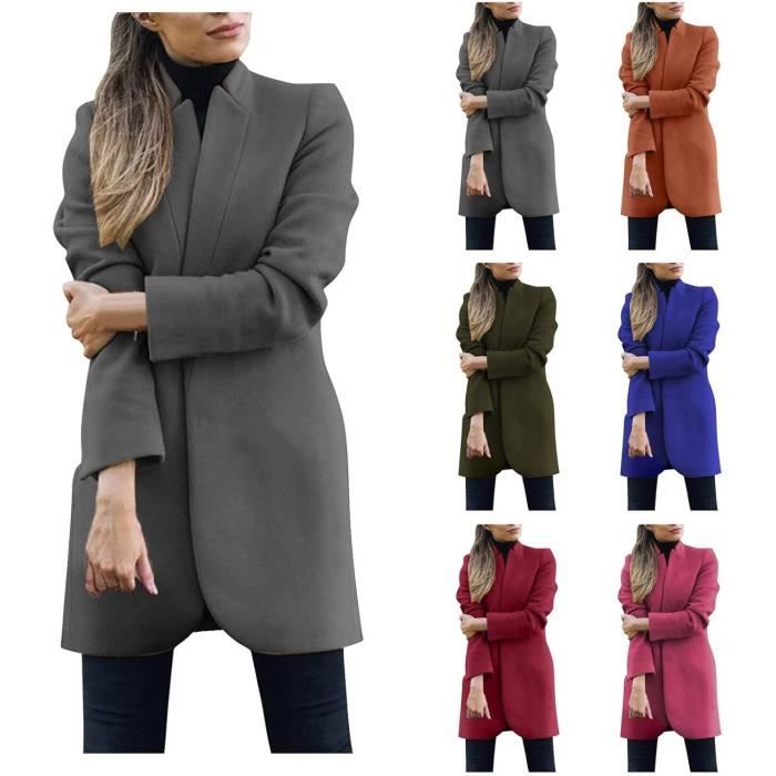 MANTEAU CABAN PARDESSUS Manteaux Femme Automne Hiver Manches Longues Manteau Long Couleur Unie Trench Coat Mode avec Tan Tan Cdiscount Pret a Porter