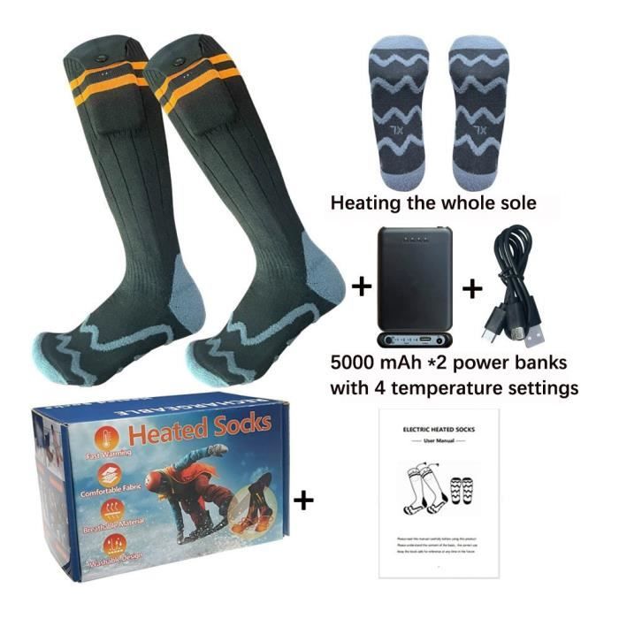 Chaussettes Chauffantes électriques USB pour Hommes et Femmes