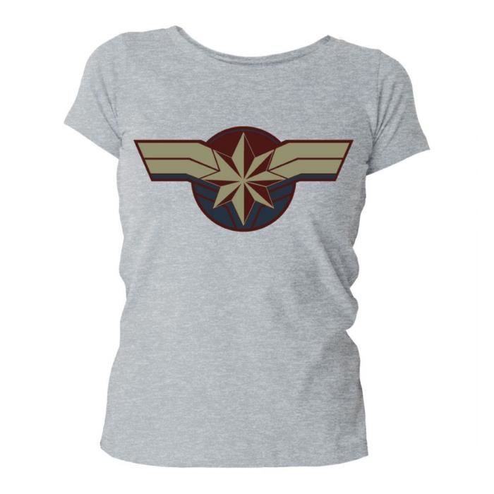 T-shirt Femme Captain Marvel - Captain Marvel Logo Gris-chiné - Cdiscount  Prêt-à-Porter