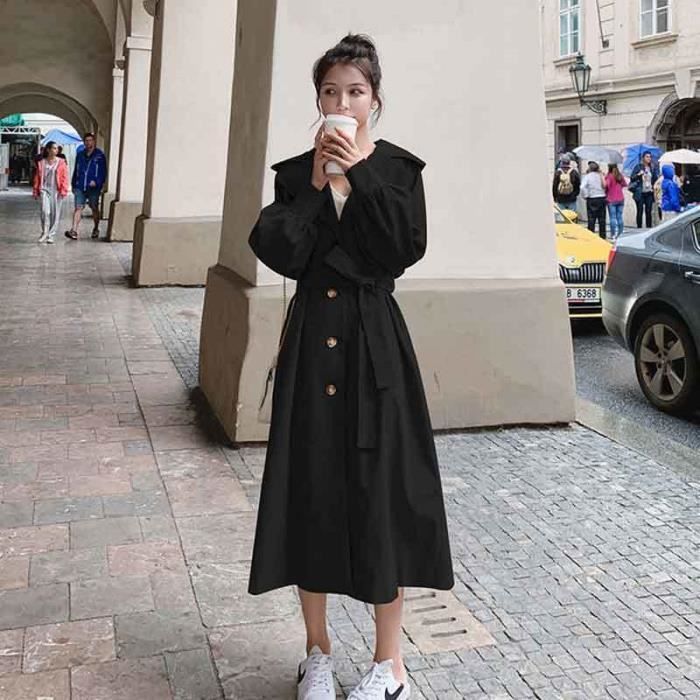 Manteau Trench Femme Automne Marque Date Porter Style Angleterre Couleur Noir Blanc Cdiscount Pret a Porter