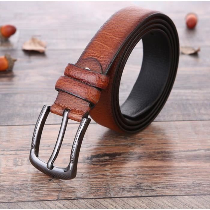 Largeur 125 cm Ceinture en cuir marron pour homme accessoire de luxe de bonne qualite avec boucle ardillon en alliage 3style Cdiscount Pret a Porter
