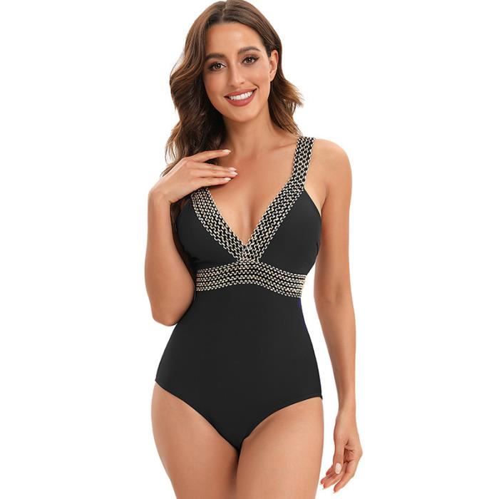 Maillot De Bain 1 Pièce Femme - Tankini Amincissant - Taille Haute - Polyamide/Élasthanne