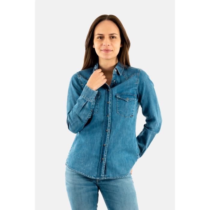 Chemisier salsa camisa denim ba sica medium dark 8503 S Bleu Cdiscount Pret a Porter