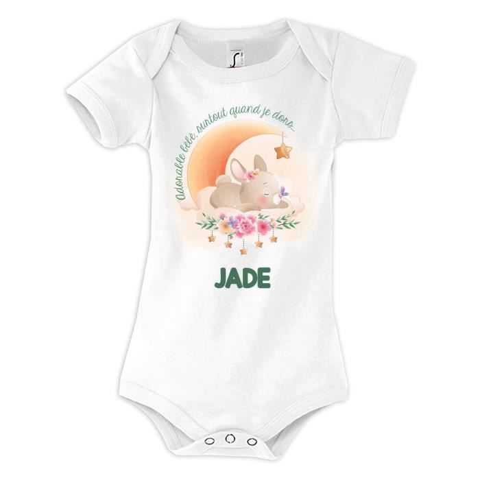 Planetee Pyjama Bébé Fille Jade Personnalisé Prénom – Grenouillère Coton Naissance