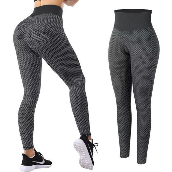 Leggings Femme - Anti-Cellulite - Push Up Butt Lift - Taille Haute - Noir