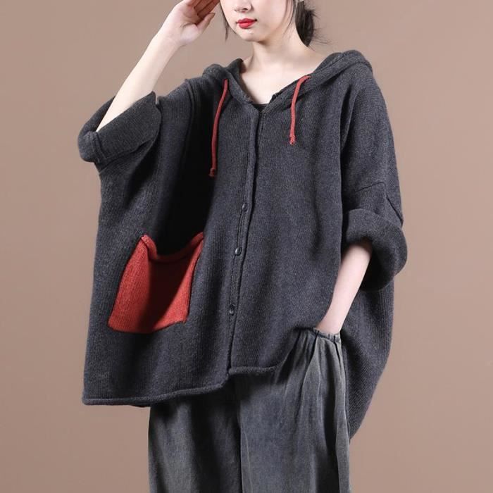 Rétro Corne Boutons Lâche Chandail À Capuche Manteau Femmes Automne Hiver Cardigans Collège Doux Rétro Corne Boutons Lâche Chandail À Capuche Manteau Femmes Automne Hiver Cardigans Collège Doux