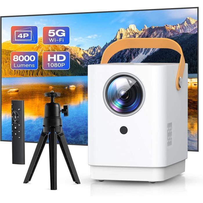 Video Projecteur Portatif, SUREWHEEL Projecteur 320ANSI 1080P FHD avec Android TV ,5G Wifi