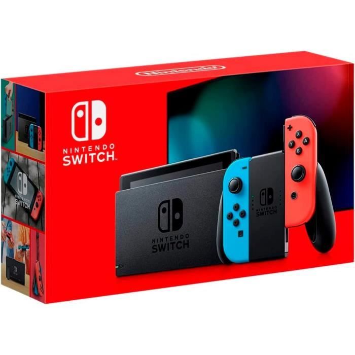 Console de salon - Nintendo - Switch V2 - Rouge néon et Bleu néon