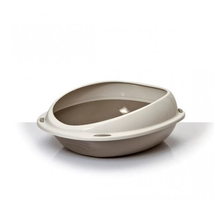 10530 Litière ouverte pour chats SHUTTLE à bords relevés anti-projections 45 cm (Gris)
