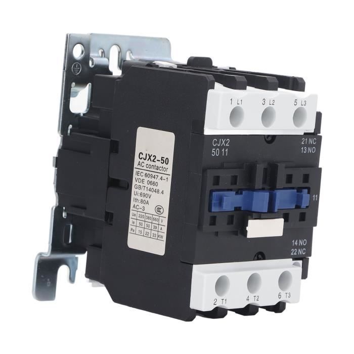 Contacteur AC 2P 25A 220V Monophasé Rail DIN - Manuel/Auto, Silencieux Pour Éclairage Chauffage