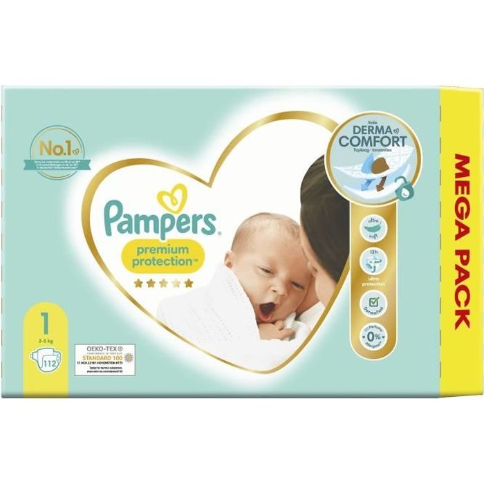 Pampers, Premium Protection, Langes, Taille 5, Maxi Geant, 102 pc