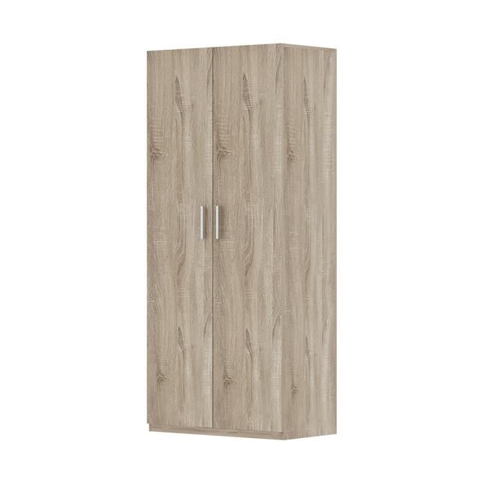 armoire de rangement - price factory - tom - chêne sonoma - 2 portes 80 cm