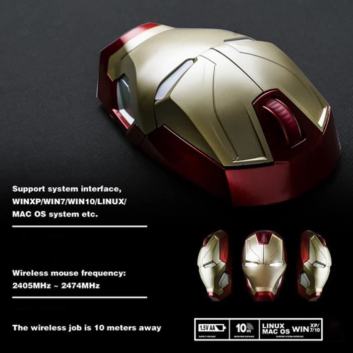 Souris Optique Sans Fil Bluetooth Iron Man Mk46 Figurines D Action Cadeau D Anniversaire Cdiscount Informatique