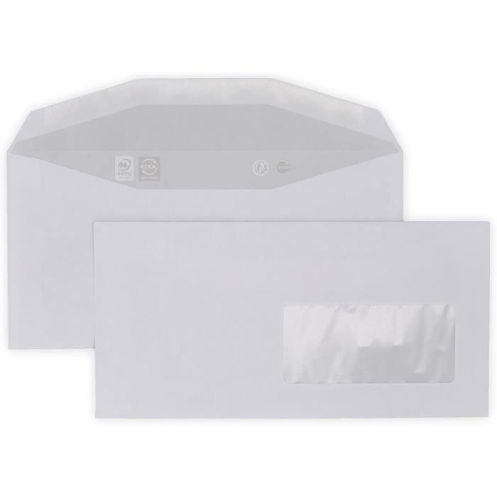 Lot de 100 petites enveloppes courrier DL avec fenêtre 45 x 100 - papier  velin blanc 80g-m² format 110 x 220 mm une enveloppe[S446] - Cdiscount  Beaux-Arts et Loisirs créatifs