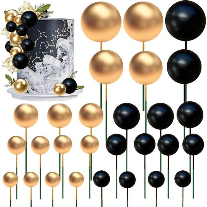 30 Pièces Toppers Boules Pour Gâteaux Et Cupcakes - Lot Multicolore (rouge, Blanc, Noir), Tailles 2 à 4 Cm