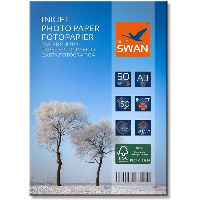 Papier Photo Brillant Blue Swan 10x15 Cm - 260 G/m², 200 Feuilles, Séchage Rapide, Résistant à L'eau