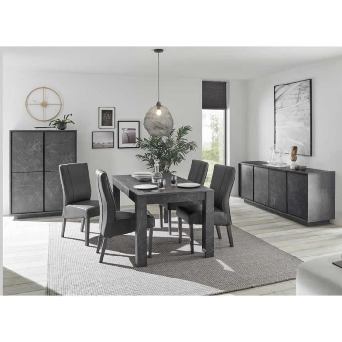 Salle A Manger Complete Marbre Noir Burano L 180 X L 90 X H 79