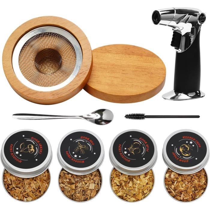 Kit Fumeur à Whisky En Bois - 6 Types De Copeaux (chêne, Pommier...) + Pierres à Whisky - Pour Aromatiser Boissons, Viandes, Fromages