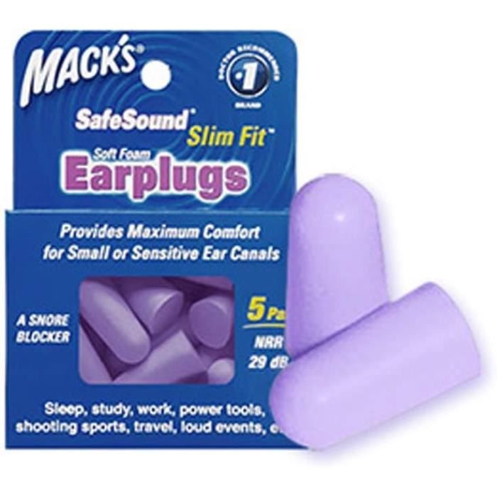 Bouchons D'oreilles Mack's AquaBlock - Lot De 3 Paires, Silicone, étanches Pour Natation, Douche, Surf (violet)