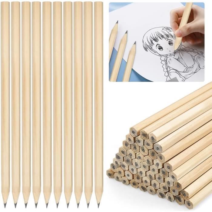 30 Crayons à Papier HB Magrimaxio - Crayons Triangulaires Avec Gomme - Multicolores Pour École Et Bureau