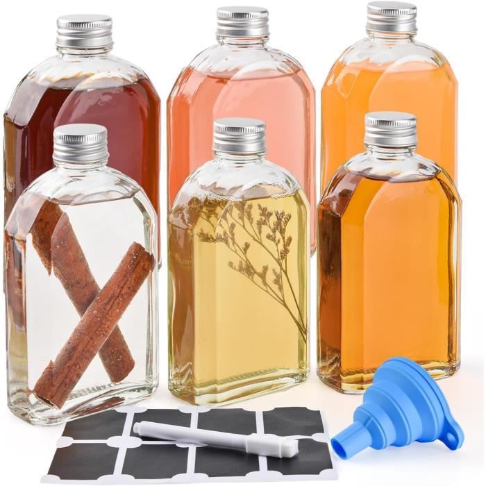 SHiZAK Lot De 4 Bouteilles De Lait En Verre Transparent Avec Couvercles
