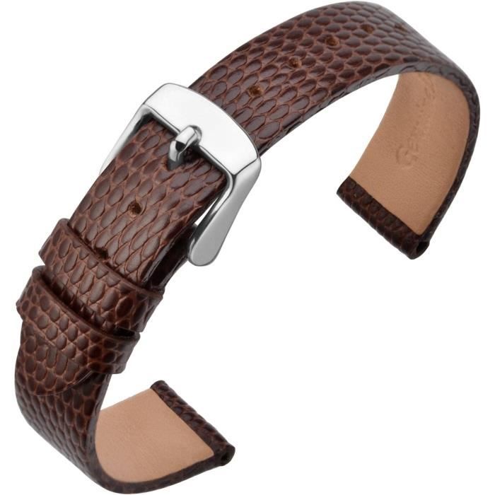QUARKZMAN Bracelets De Monture En Cuir Pour Hommes Et Femmes, 10mm Bracelet De Remplacement À Libération Rapide, Bracelet Plat Mince Élégant En Cuir Avec Outils, Rouge