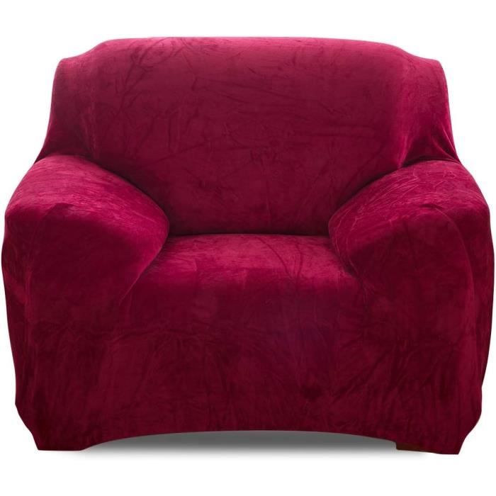 Housse De Canapé En Velours épais (1 Place) Avec Taie D'oreiller – Gris, Extensible