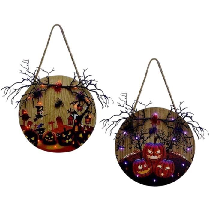 3 Lanternes LED Halloween – Motifs Sorcière, Citrouille Et Château – Décorations Suspendues Pour Intérieur Ou Extérieur