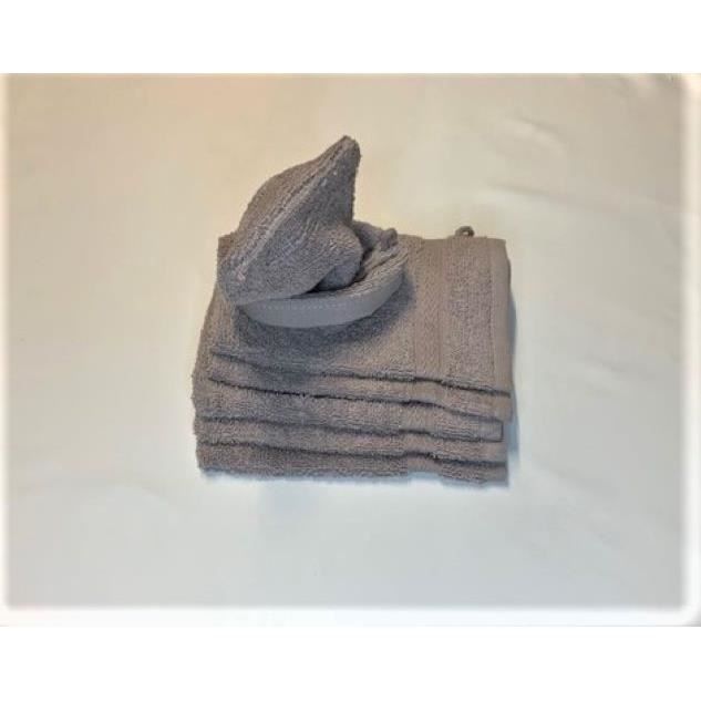 Lot de 6gants detoilette21x15cm-500g-m2100%cotonTaupe