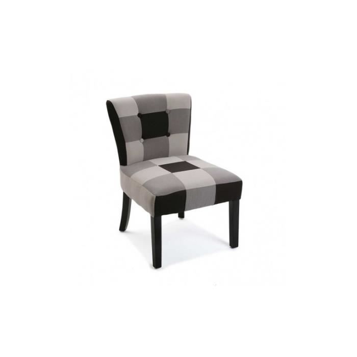 fauteuil capitonné tissu noir et blanc smith
