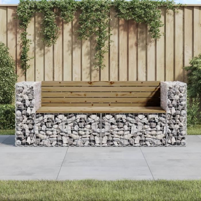 VidaXL Banc Jardin Design Gabion 103x31,5x42cm Bois Pin Imprégné - Siège Extérieur Robuste Pour Terrasse Et Parc