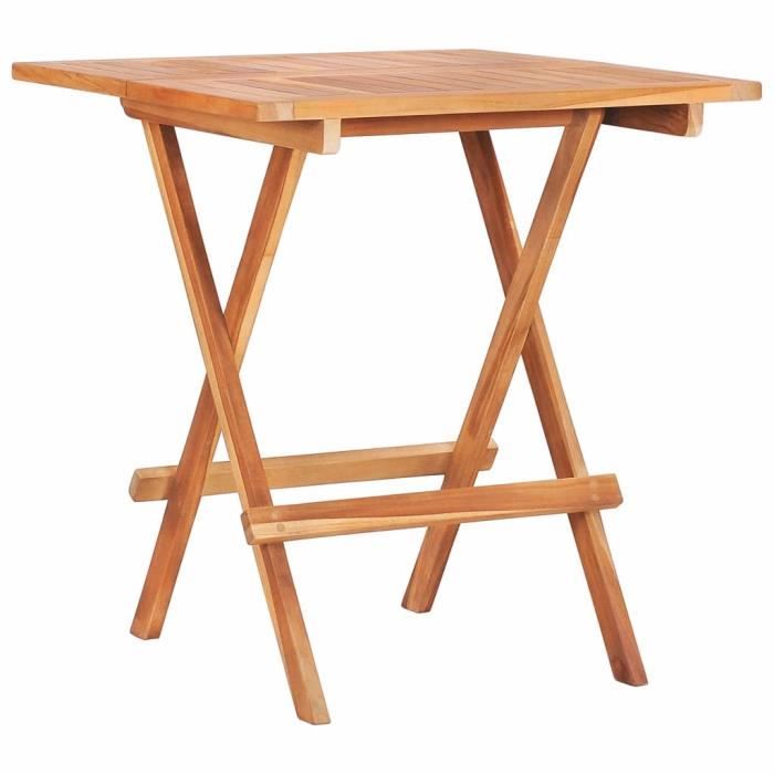 vidaXL Table de bistro pliable 60x60x65 cm Bois de teck - vue 2